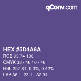 カラーコード: HEX #5D4A8A | qconv.com