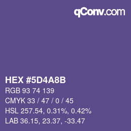 Color code: HEX #5D4A8B | qconv.com