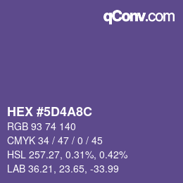カラーコード: HEX #5D4A8C | qconv.com