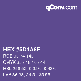 カラーコード: HEX #5D4A8F | qconv.com
