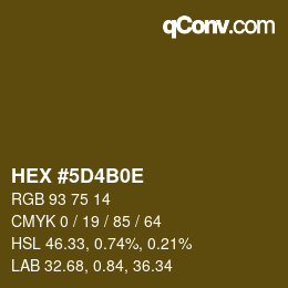 Color code: HEX #5D4B0E | qconv.com