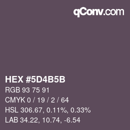 Color code: HEX #5D4B5B | qconv.com