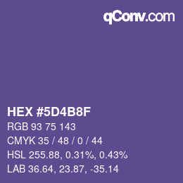 Color code: HEX #5D4B8F | qconv.com