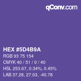 カラーコード: HEX #5D4B9A | qconv.com