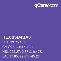 カラーコード: HEX #5D4BA3 | qconv.com