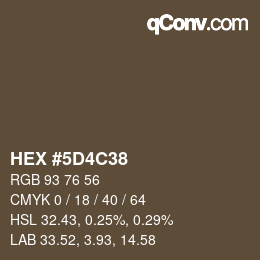 Código de color: HEX #5D4C38 | qconv.com