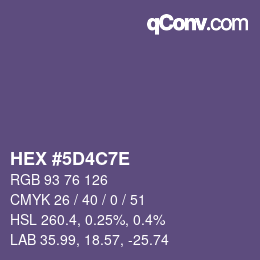 Color code: HEX #5D4C7E | qconv.com