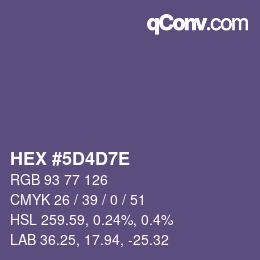 Color code: HEX #5D4D7E | qconv.com