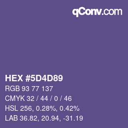 Color code: HEX #5D4D89 | qconv.com