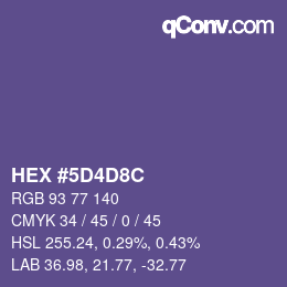 Color code: HEX #5D4D8C | qconv.com