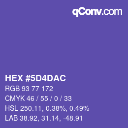 カラーコード: HEX #5D4DAC | qconv.com