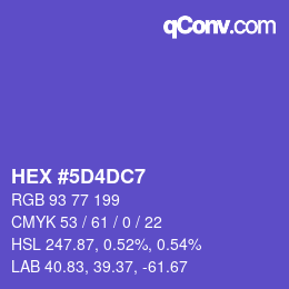 颜色代码: HEX #5D4DC7 | qconv.com