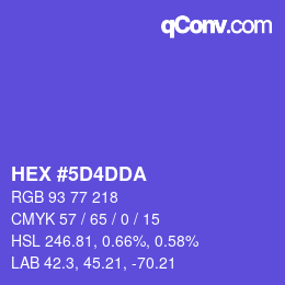 カラーコード: HEX #5D4DDA | qconv.com