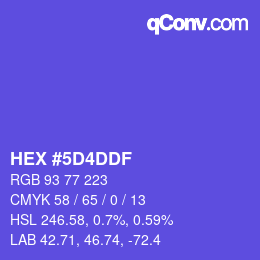 カラーコード: HEX #5D4DDF | qconv.com