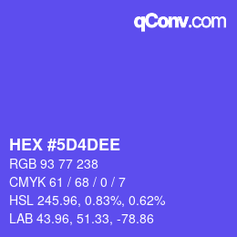 カラーコード: HEX #5D4DEE | qconv.com