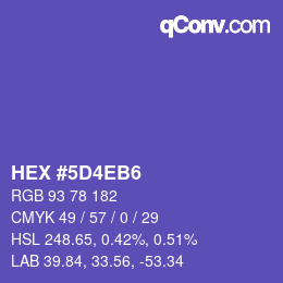 カラーコード: HEX #5D4EB6 | qconv.com