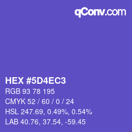 カラーコード: HEX #5D4EC3 | qconv.com