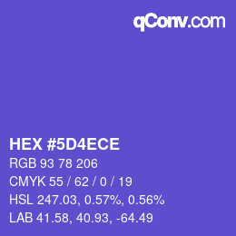 カラーコード: HEX #5D4ECE | qconv.com