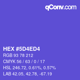 颜色代码: HEX #5D4ED4 | qconv.com