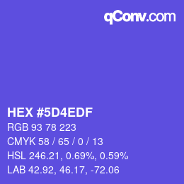Farbcode: HEX #5D4EDF | qconv.com