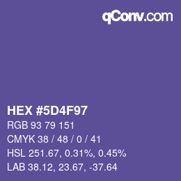 颜色代码: HEX #5D4F97 | qconv.com