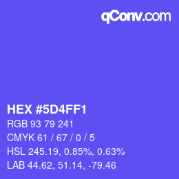 カラーコード: HEX #5D4FF1 | qconv.com