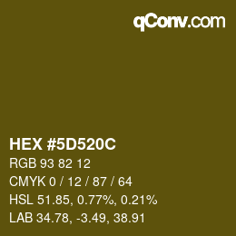 颜色代码: HEX #5D520C | qconv.com