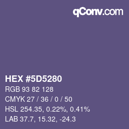 颜色代码: HEX #5D5280 | qconv.com