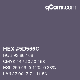 颜色代码: HEX #5D566C | qconv.com