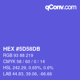Color code: HEX #5D58DB | qconv.com