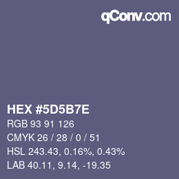 Color code: HEX #5D5B7E | qconv.com