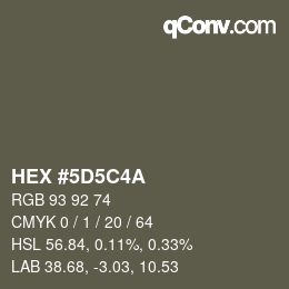 Code couleur: HEX #5D5C4A | qconv.com