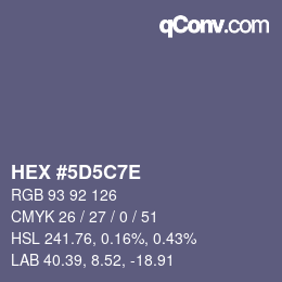 Color code: HEX #5D5C7E | qconv.com