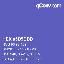 颜色代码: HEX #5D5DBD | qconv.com
