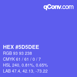 Color code: HEX #5D5DEE | qconv.com