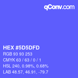 カラーコード: HEX #5D5DFD | qconv.com