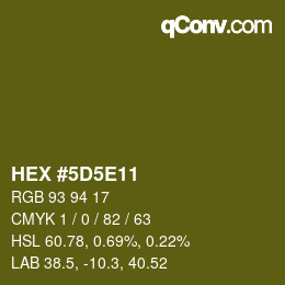 Farbcode: HEX #5D5E11 | qconv.com