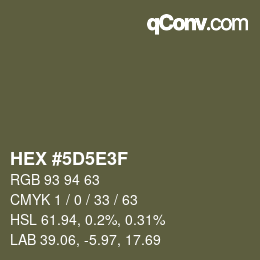 Color code: HEX #5D5E3F | qconv.com