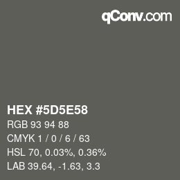 Color code: HEX #5D5E58 | qconv.com