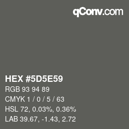 Color code: HEX #5D5E59 | qconv.com