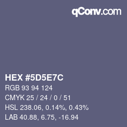 Color code: HEX #5D5E7C | qconv.com