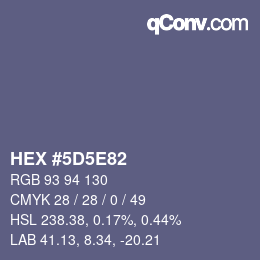 Color code: HEX #5D5E82 | qconv.com