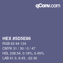 カラーコード: HEX #5D5E86 | qconv.com