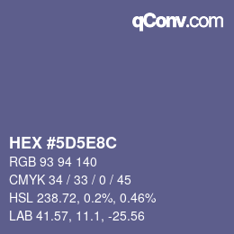 Color code: HEX #5D5E8C | qconv.com