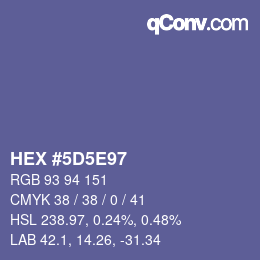Color code: HEX #5D5E97 | qconv.com