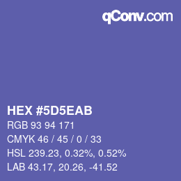 Color code: HEX #5D5EAB | qconv.com