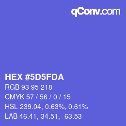 カラーコード: HEX #5D5FDA | qconv.com