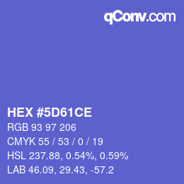 Farbcode: HEX #5D61CE | qconv.com