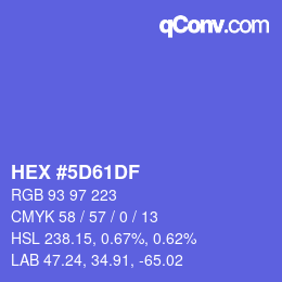 Color code: HEX #5D61DF | qconv.com