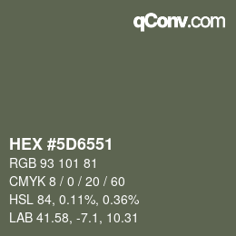 Color code: HEX #5D6551 | qconv.com